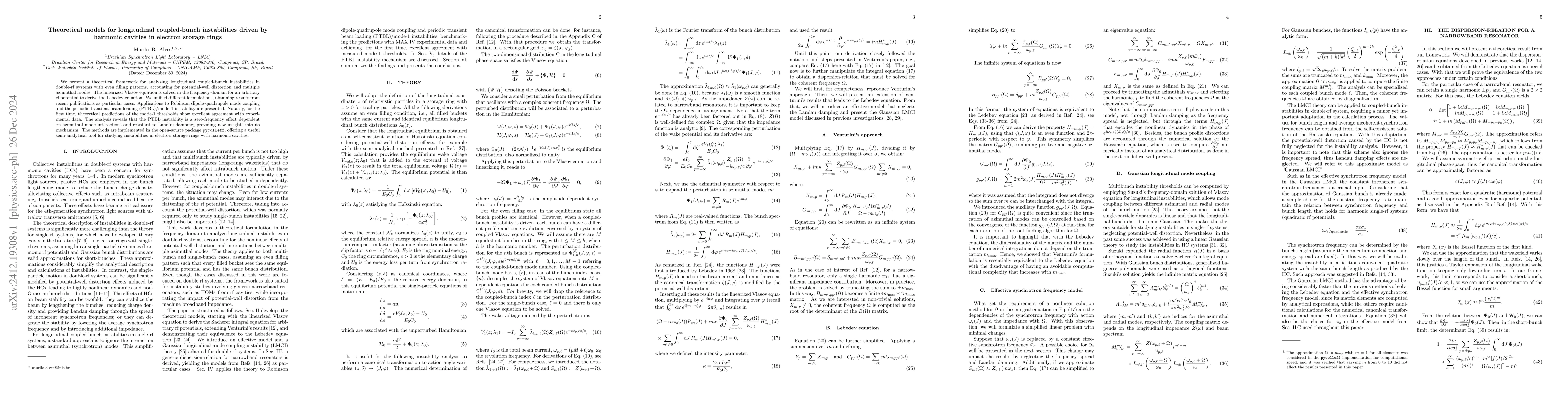 Thumbnail for Theoretical models for longitudinal coupled-bunch instabilities driven
  by harmonic cavities in electron storage rings
