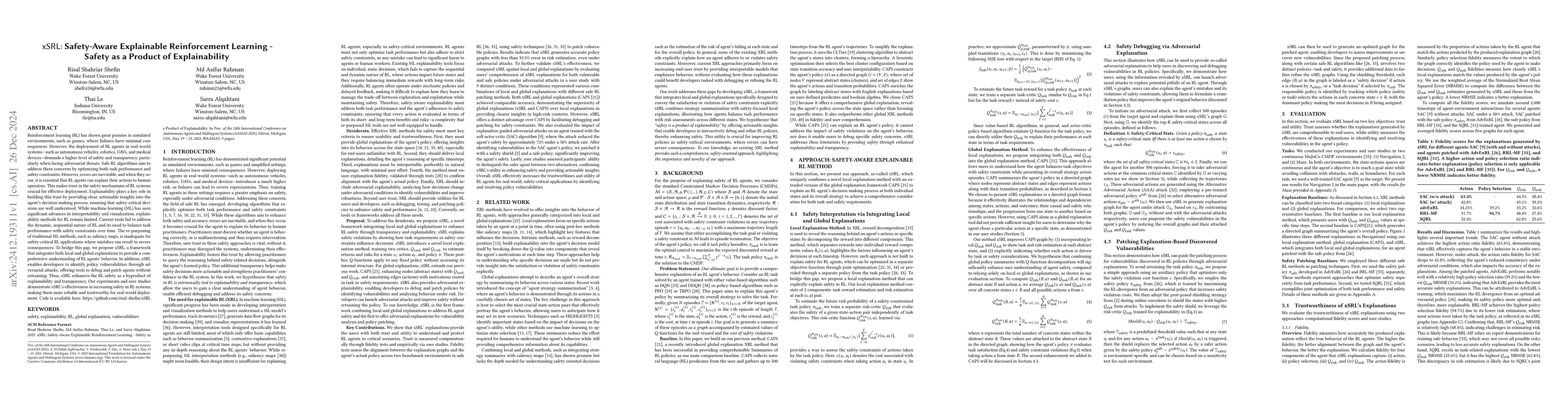 Thumbnail for xSRL: Safety-Aware Explainable Reinforcement Learning -- Safety as a
  Product of Explainability