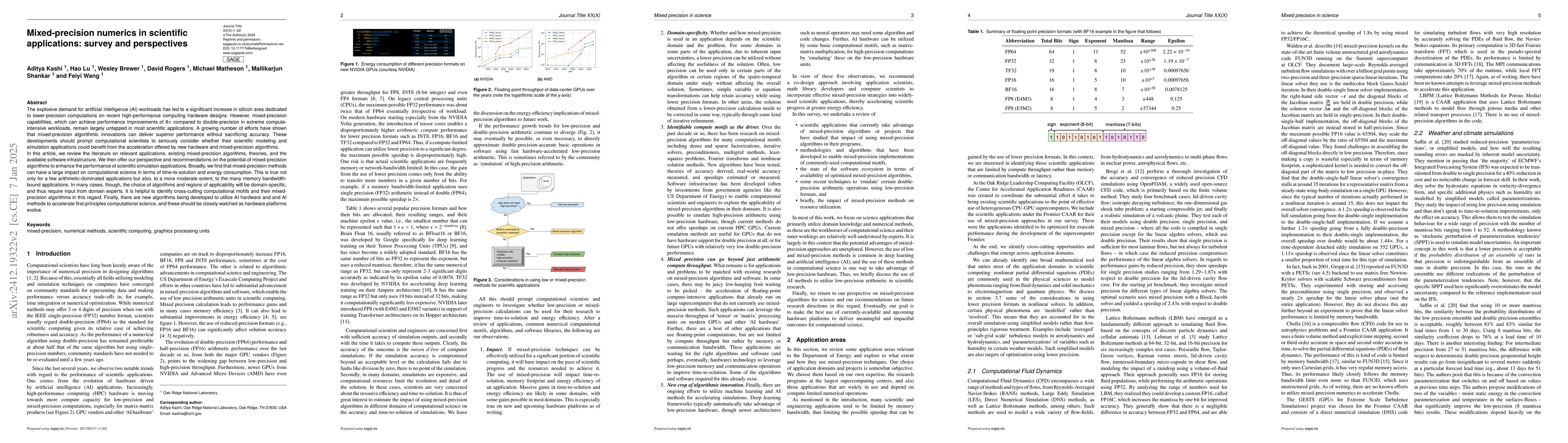 Thumbnail for Mixed-precision numerics in scientific applications: survey and
  perspectives