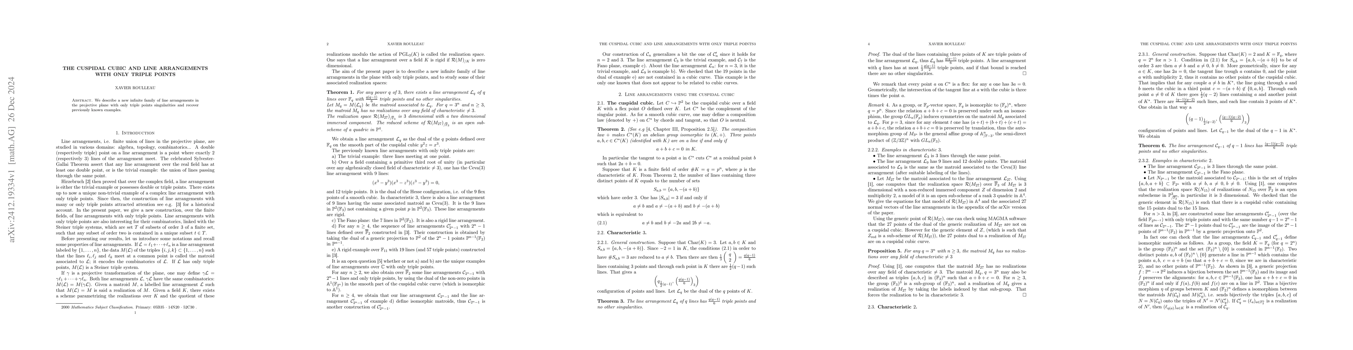 Thumbnail for The cuspidal cubic and line arrangements with only triple points