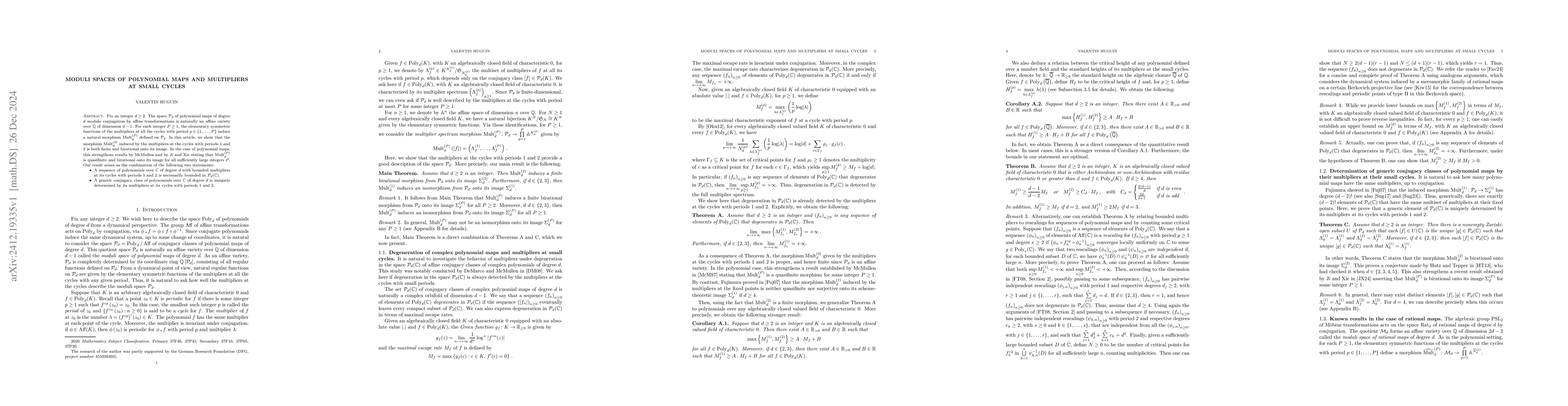 Thumbnail for Moduli spaces of polynomial maps and multipliers at small cycles