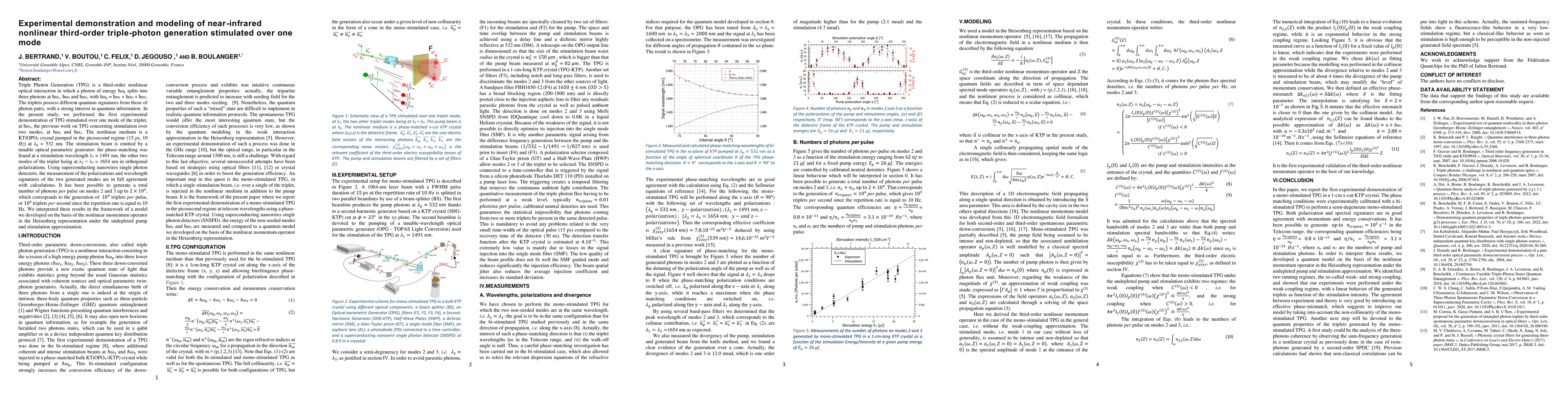 Thumbnail for Experimental demonstration and modeling of near-infrared nonlinear
  third-order triple-photon generation stimulated over one mode