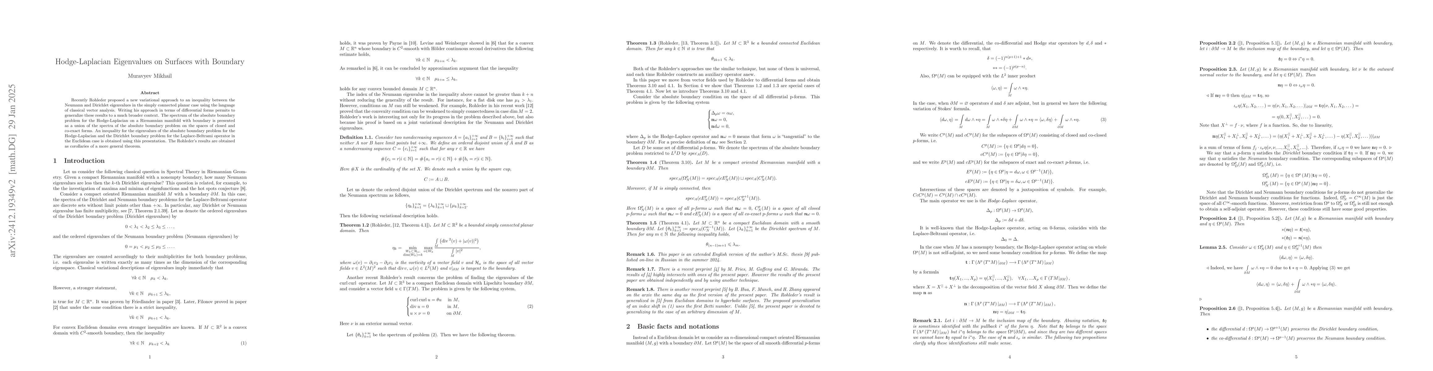 Thumbnail for Hodge-Laplacian Eigenvalues on Surfaces with Boundary