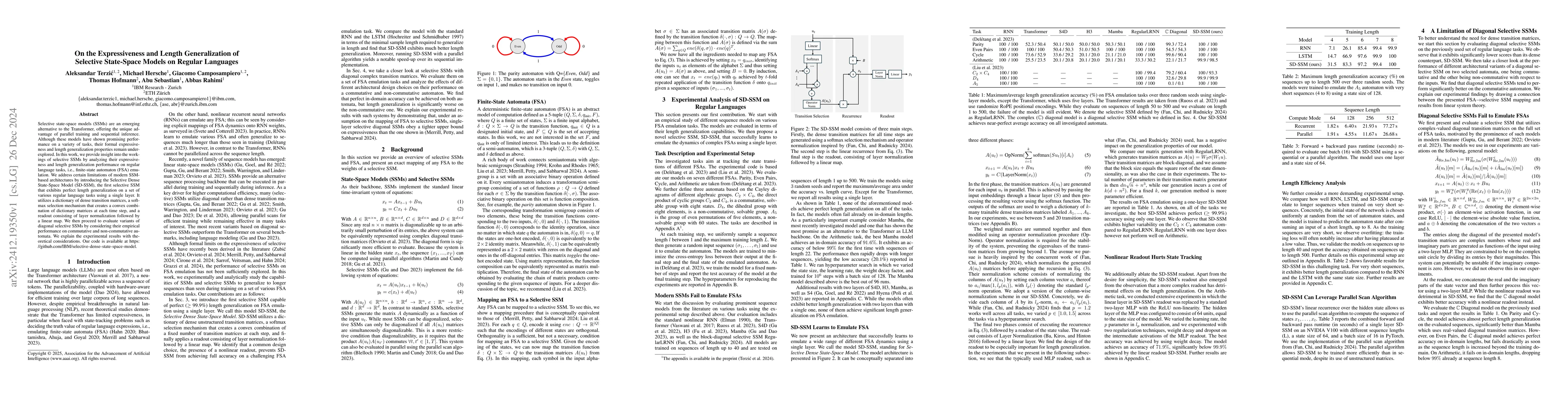 Thumbnail for On the Expressiveness and Length Generalization of Selective State-Space
  Models on Regular Languages