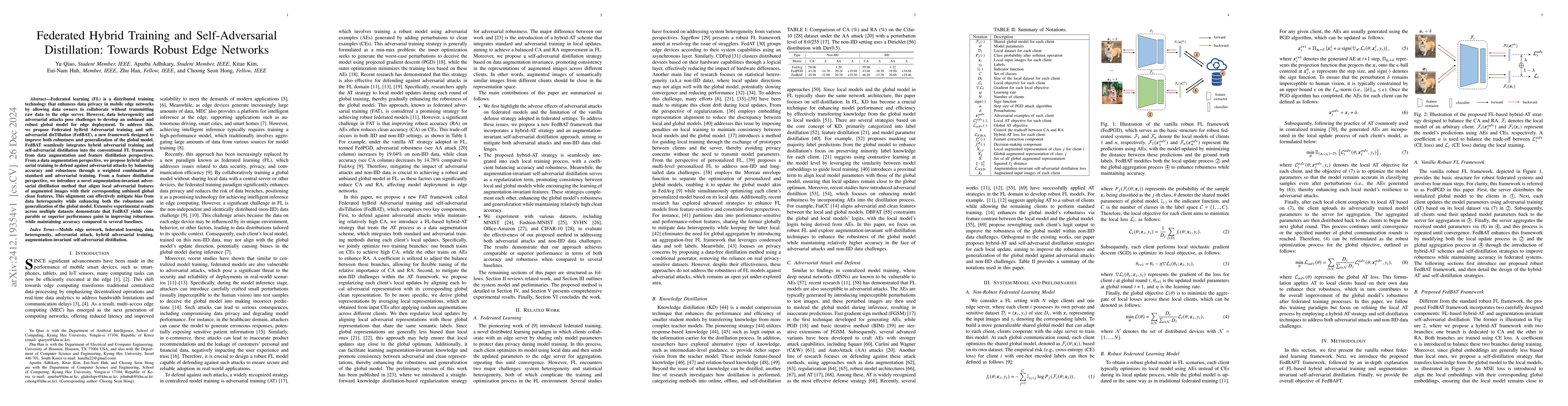 Thumbnail for Federated Hybrid Training and Self-Adversarial Distillation: Towards
  Robust Edge Networks