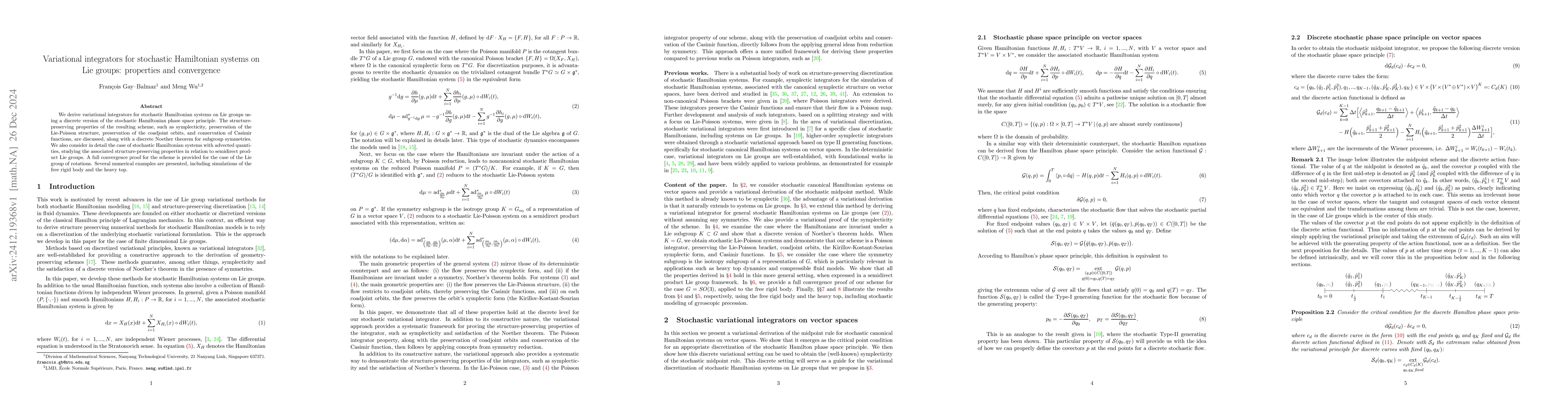 Thumbnail for Variational integrators for stochastic Hamiltonian systems on Lie
  groups: properties and convergence
