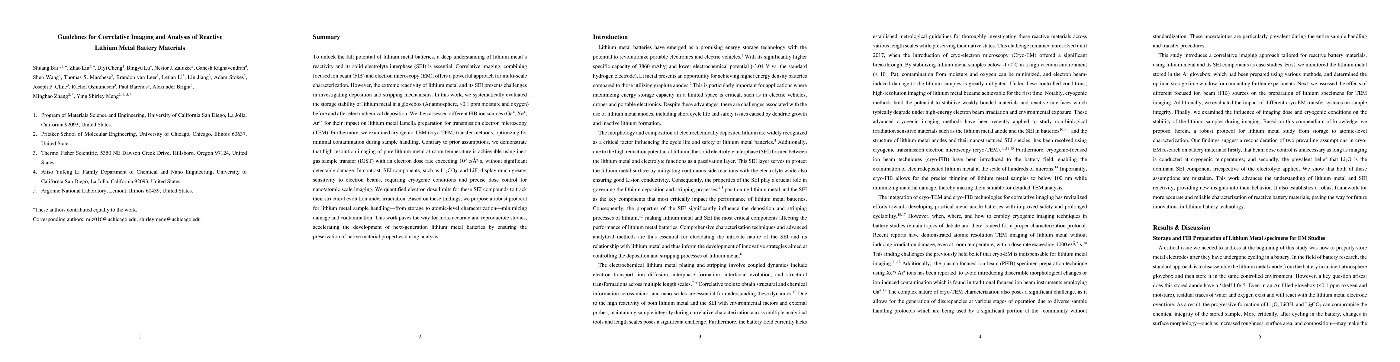 Thumbnail for Guidelines for Correlative Imaging and Analysis of Reactive Lithium
  Metal Battery Materials