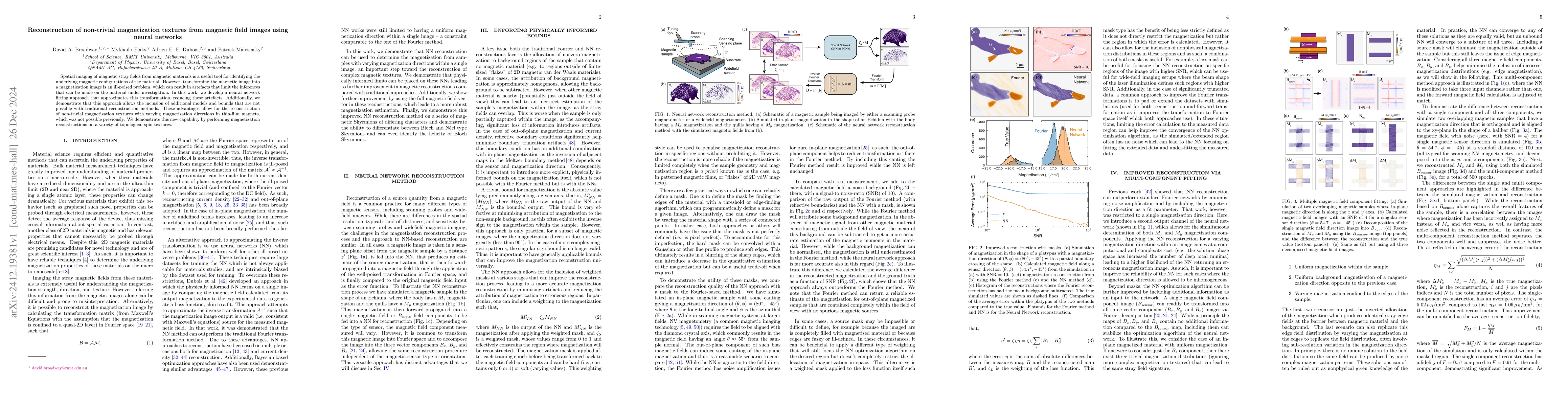 Thumbnail for Reconstruction of non-trivial magnetization textures from magnetic field
  images using neural networks
