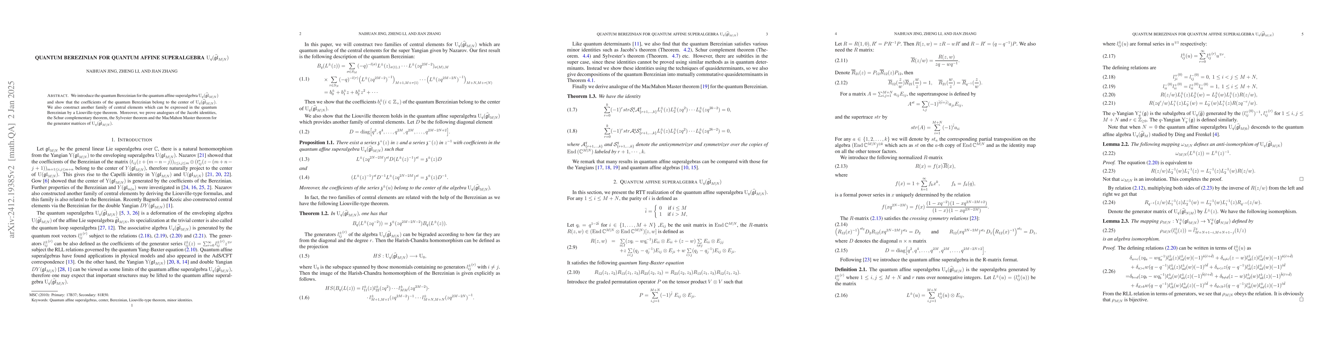 Thumbnail for Quantum Berezinian for quantum affine superalgebra
  $U_q(\widehat{gl}_{M|N})$