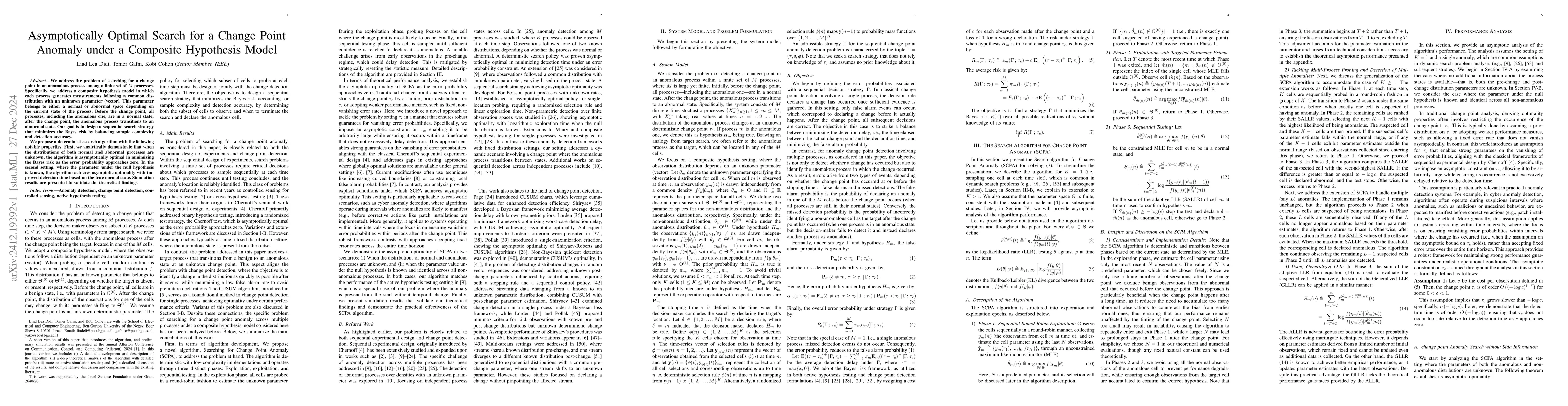 Thumbnail for Asymptotically Optimal Search for a Change Point Anomaly under a
  Composite Hypothesis Model