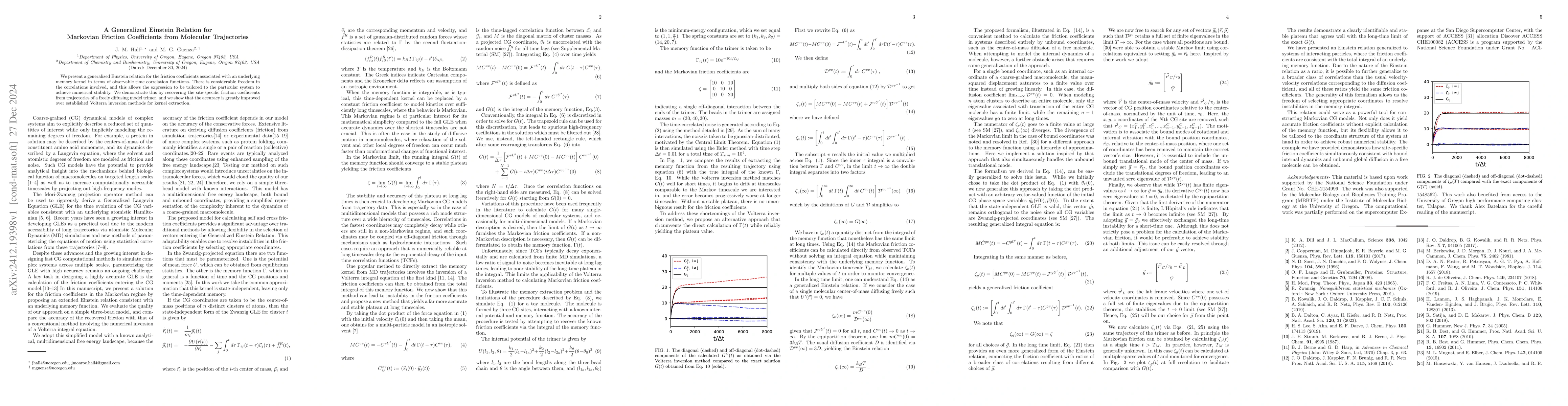 Thumbnail for A Generalized Einstein Relation for Markovian Friction Coefficients from
  Molecular Trajectories