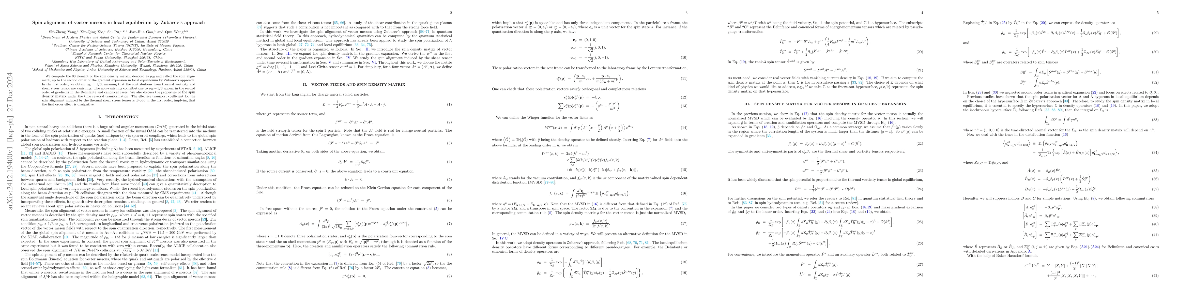 Thumbnail for Spin alignment of vector mesons in local equilibrium by Zubarev's
  approach