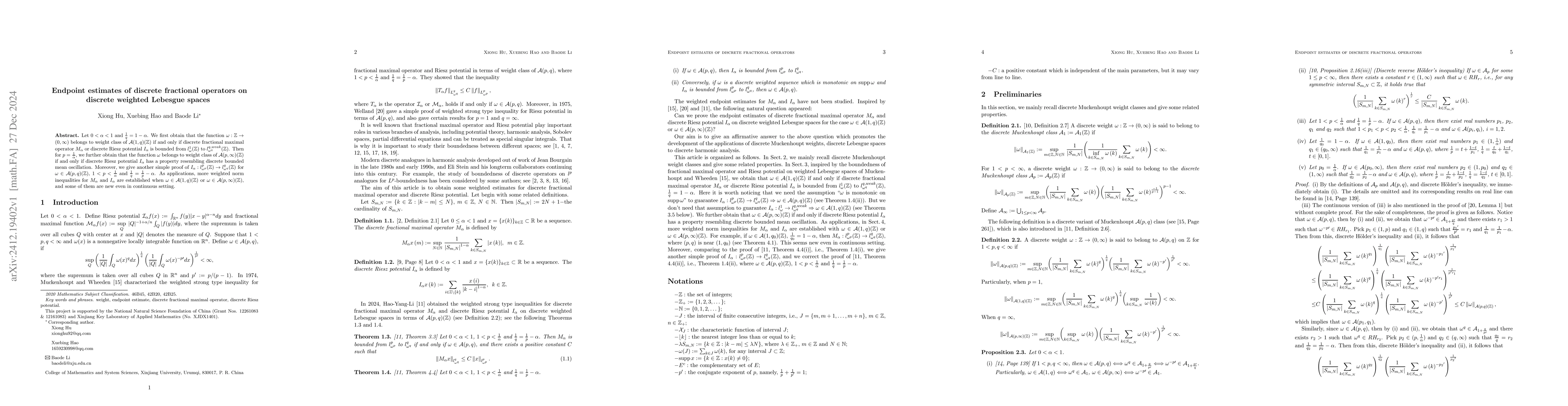 Thumbnail for Endpoint estimates of discrete fractional operators on discrete weighted
  Lebesgue spaces
