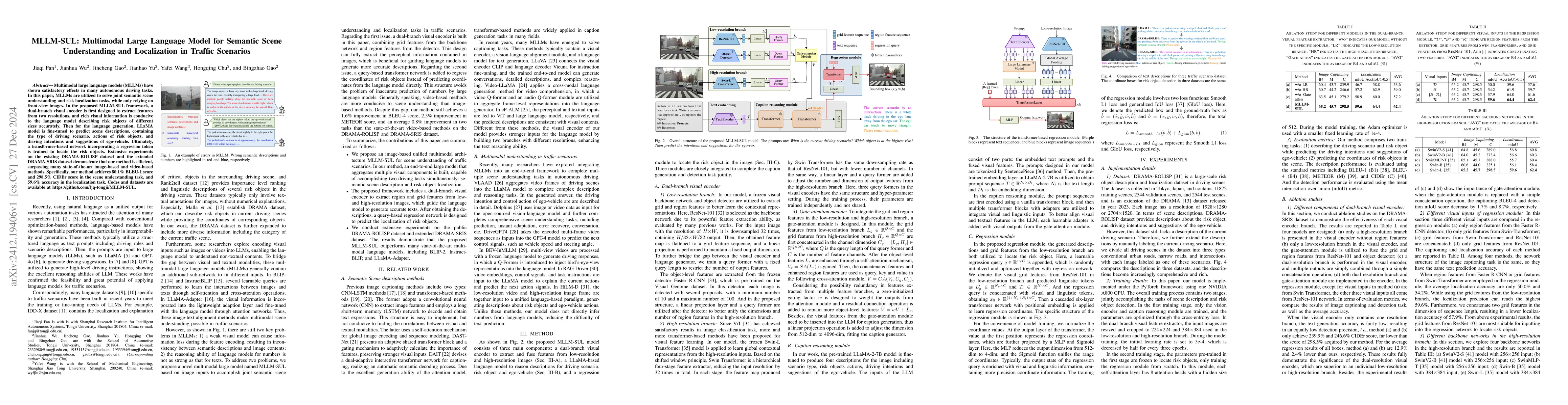 Thumbnail for MLLM-SUL: Multimodal Large Language Model for Semantic Scene
  Understanding and Localization in Traffic Scenarios
