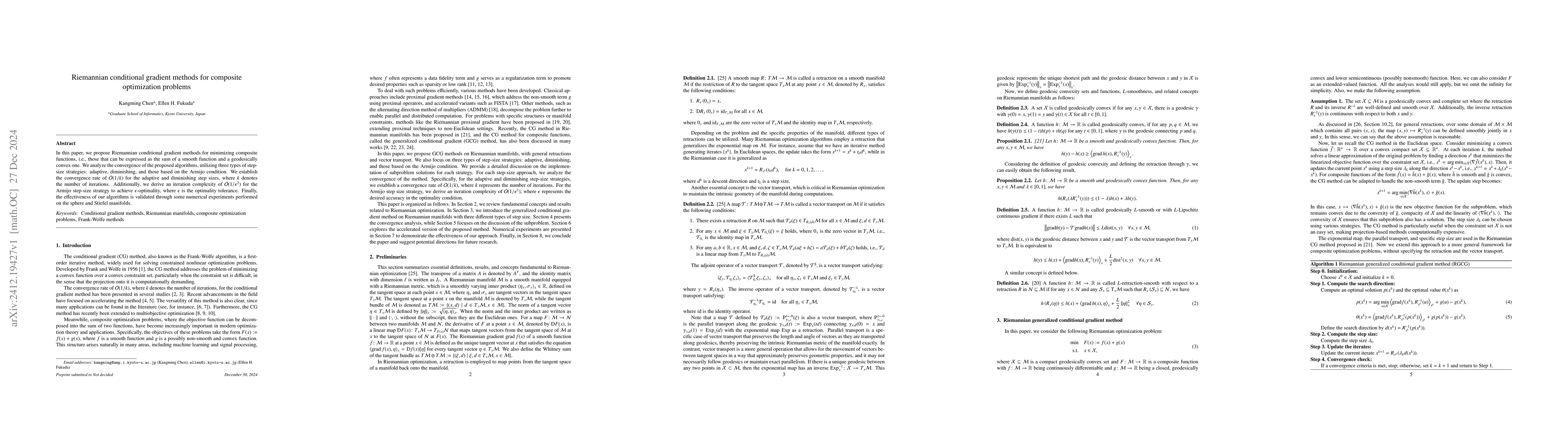 Thumbnail for Riemannian conditional gradient methods for composite optimization
  problems