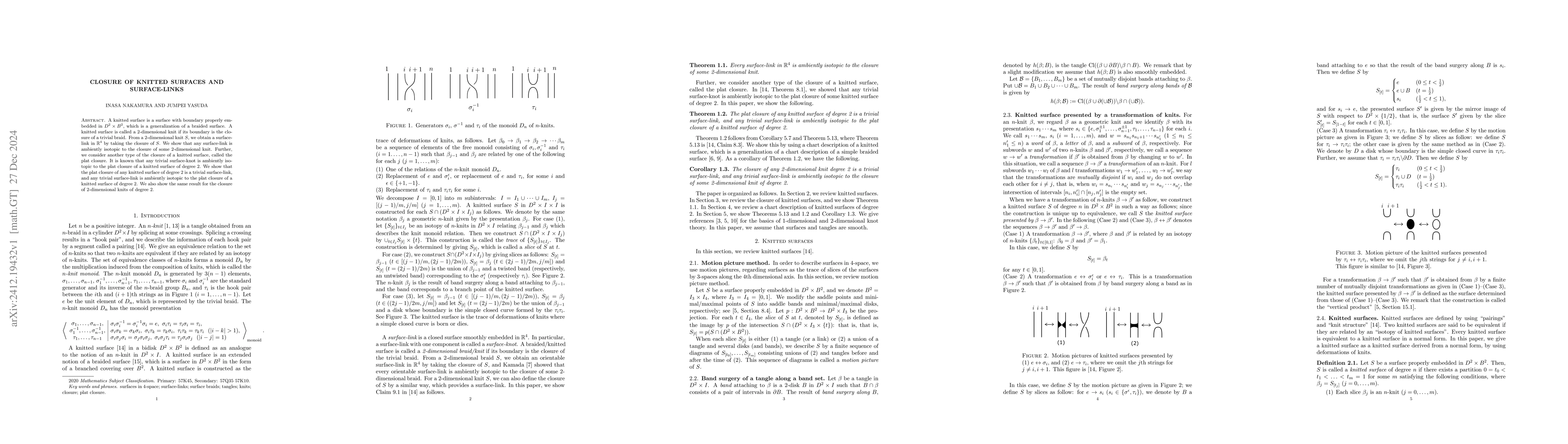 Thumbnail for Closure of knitted surfaces and surface-links