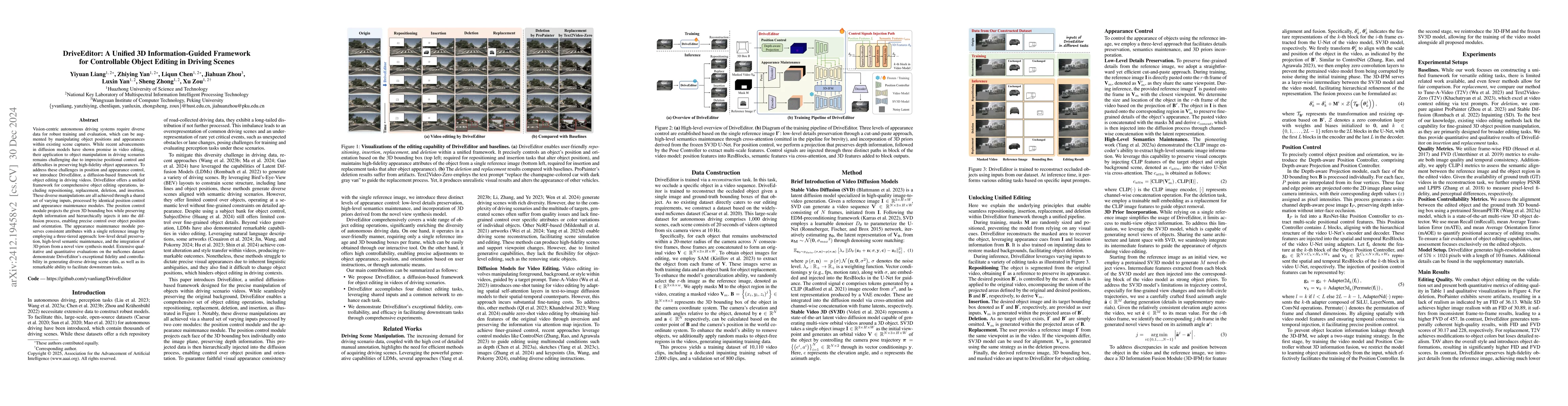 Thumbnail for DriveEditor: A Unified 3D Information-Guided Framework for Controllable
  Object Editing in Driving Scenes