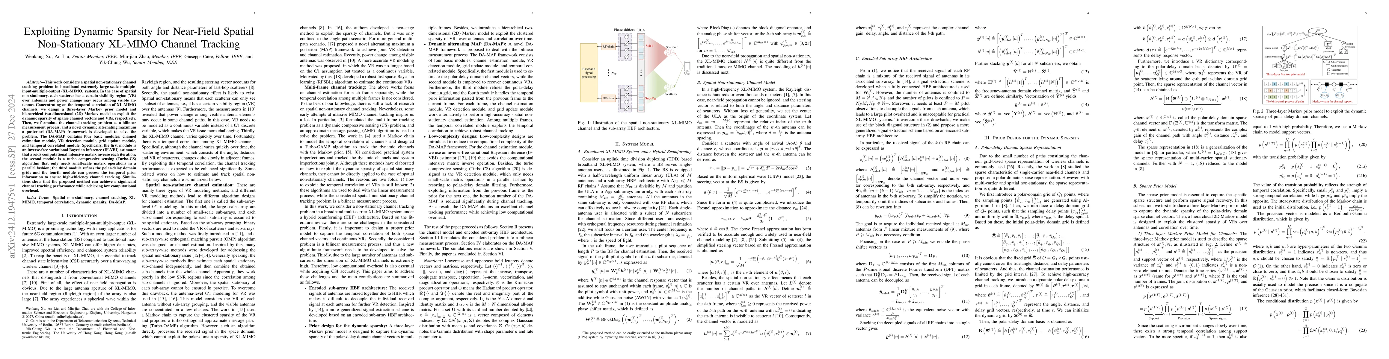 Thumbnail for Exploiting Dynamic Sparsity for Near-Field Spatial Non-Stationary
  XL-MIMO Channel Tracking