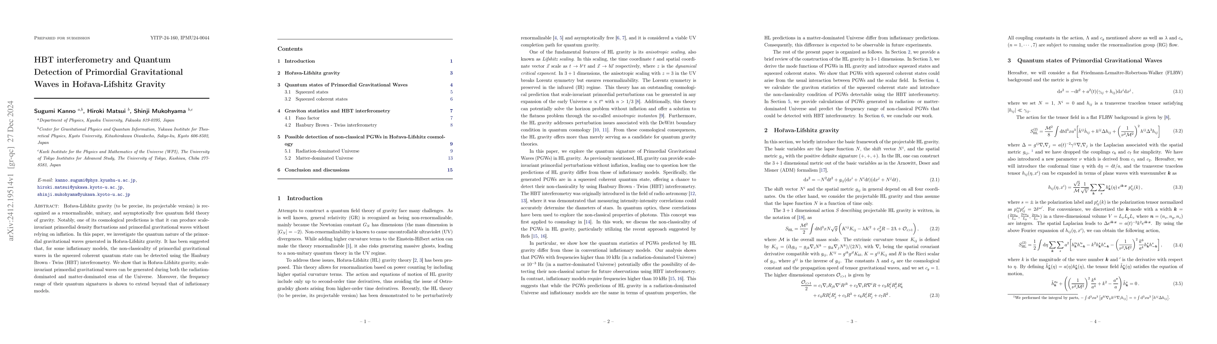 Thumbnail for HBT interferometry and Quantum Detection of Primordial Gravitational
  Waves in Hořava-Lifshitz Gravity