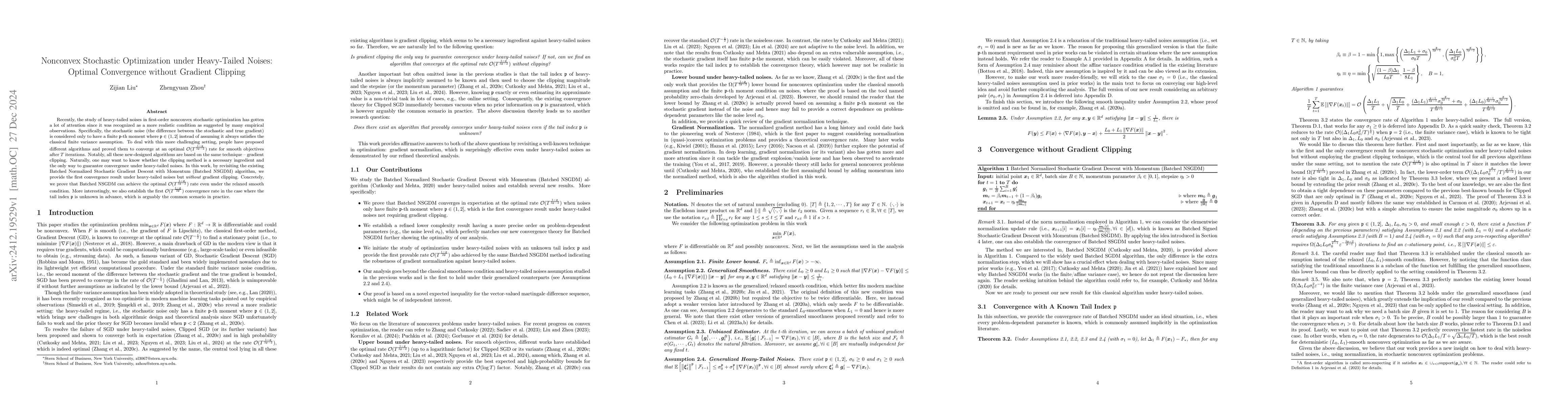 Thumbnail for Nonconvex Stochastic Optimization under Heavy-Tailed Noises: Optimal
  Convergence without Gradient Clipping