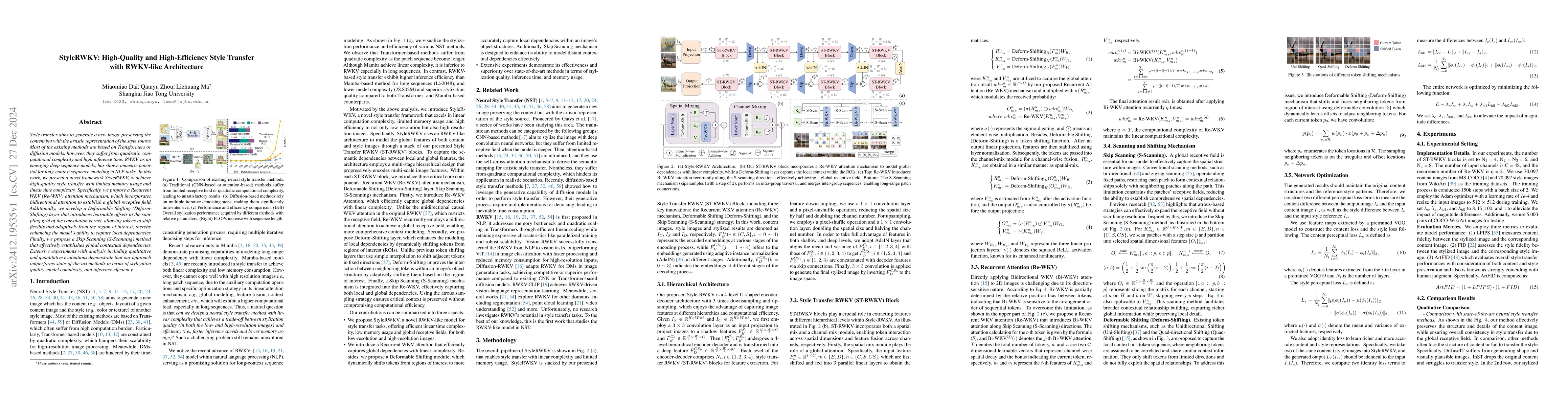 Thumbnail for StyleRWKV: High-Quality and High-Efficiency Style Transfer with
  RWKV-like Architecture