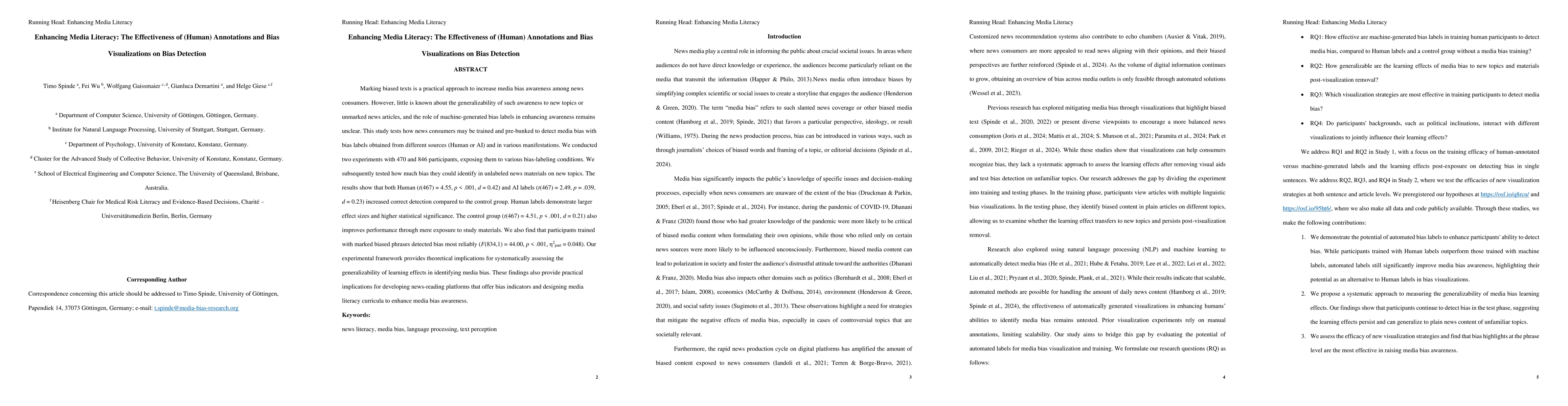 Thumbnail for Enhancing Media Literacy: The Effectiveness of (Human) Annotations and
  Bias Visualizations on Bias Detection