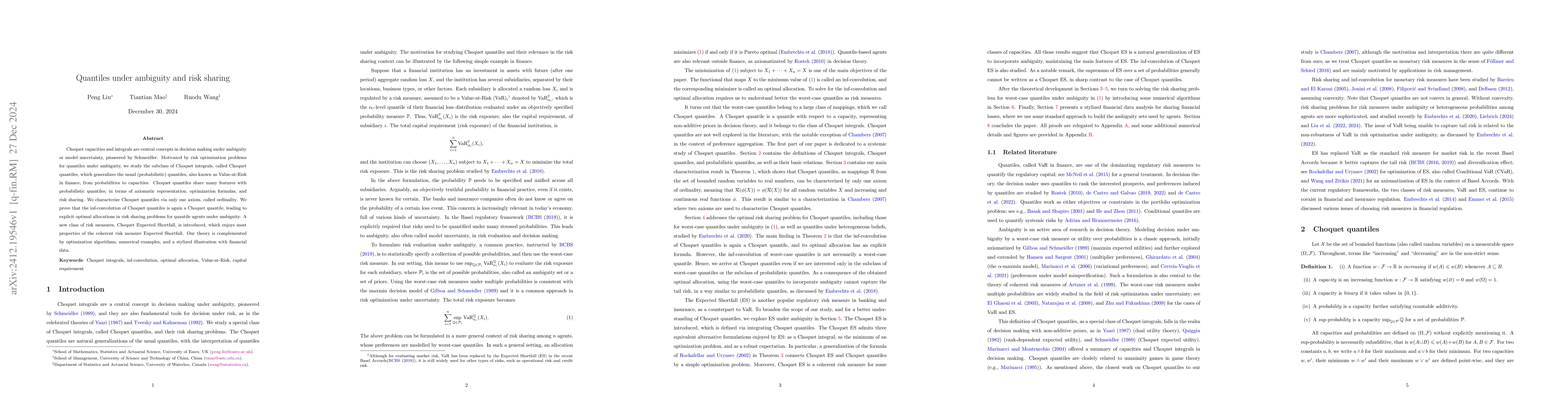 Thumbnail for Quantiles under ambiguity and risk sharing