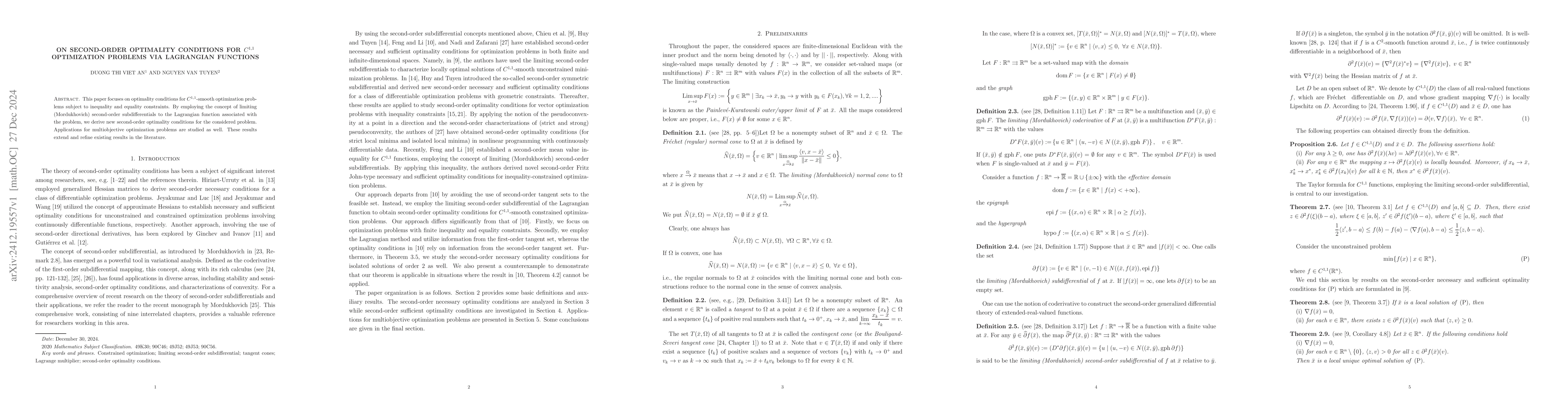 Thumbnail for On second-order optimality conditions for $C^{1,1}$ optimization
  problems via Lagrangian functions