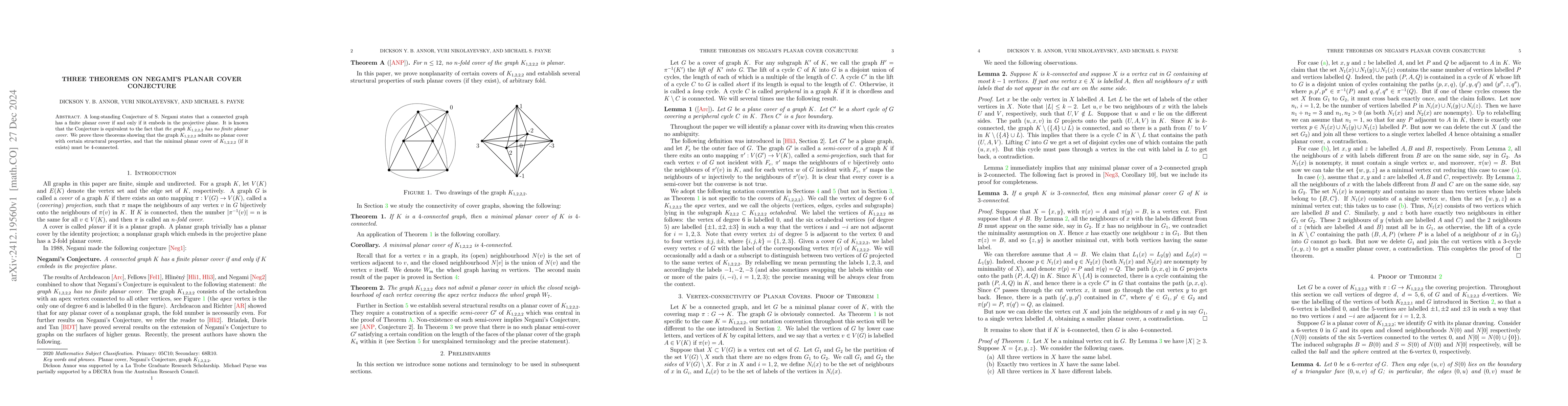 Thumbnail for Three Theorems on Negami's Planar Cover Conjecture
