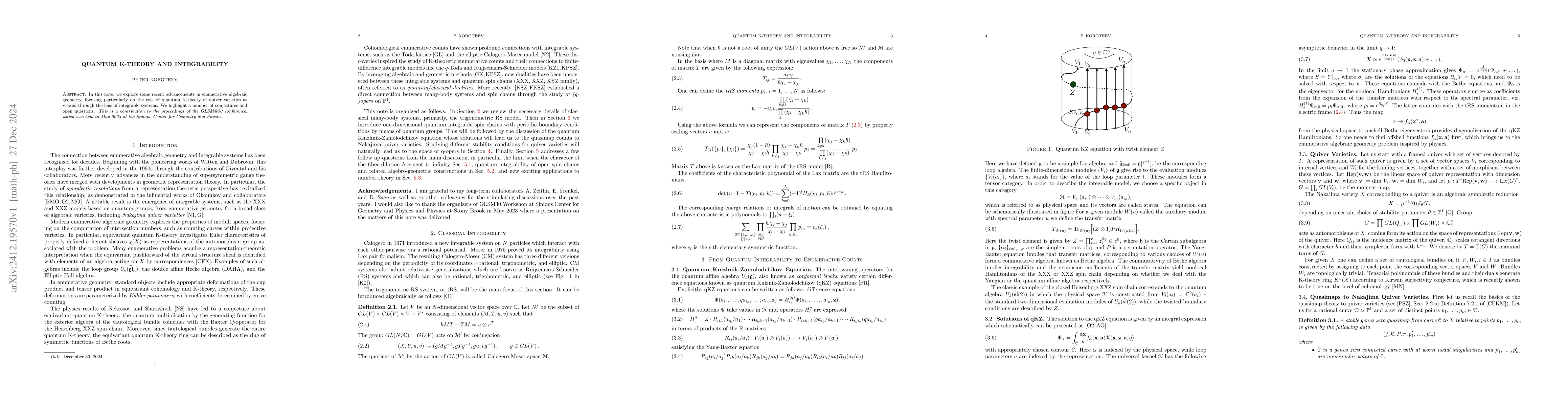 Thumbnail for Quantum K-theory and Integrability