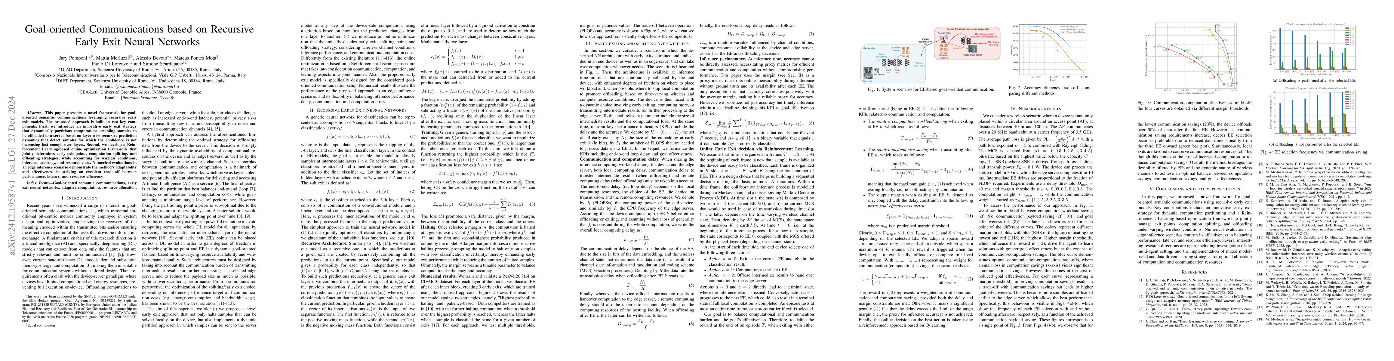 Thumbnail for Goal-oriented Communications based on Recursive Early Exit Neural
  Networks