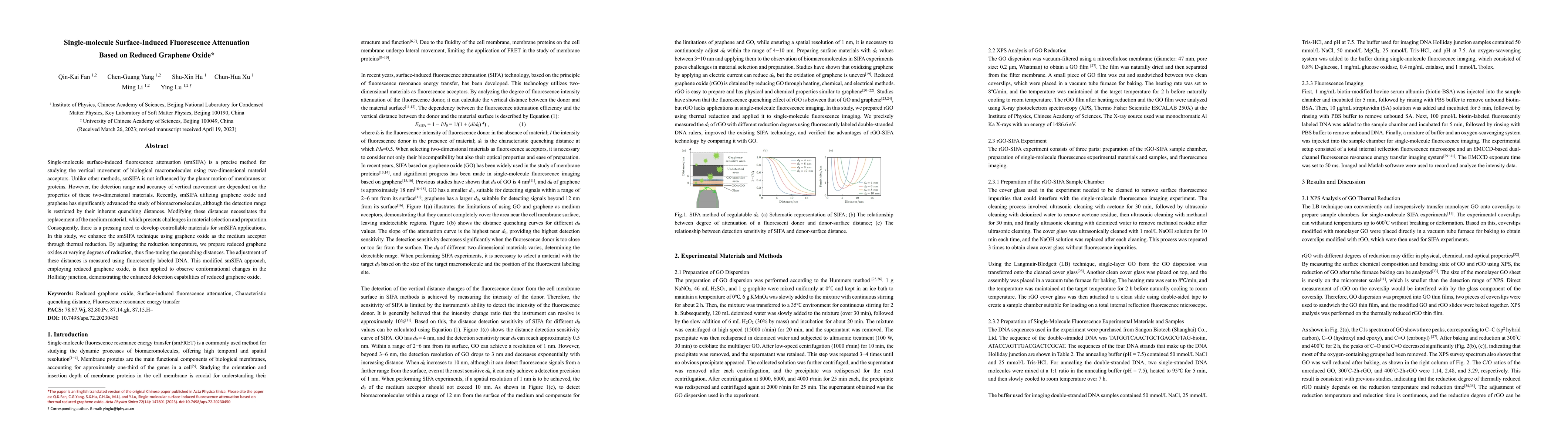 Thumbnail for Single-molecule Surface-Induced Fluorescence Attenuation Based on
  Reduced Graphene Oxide