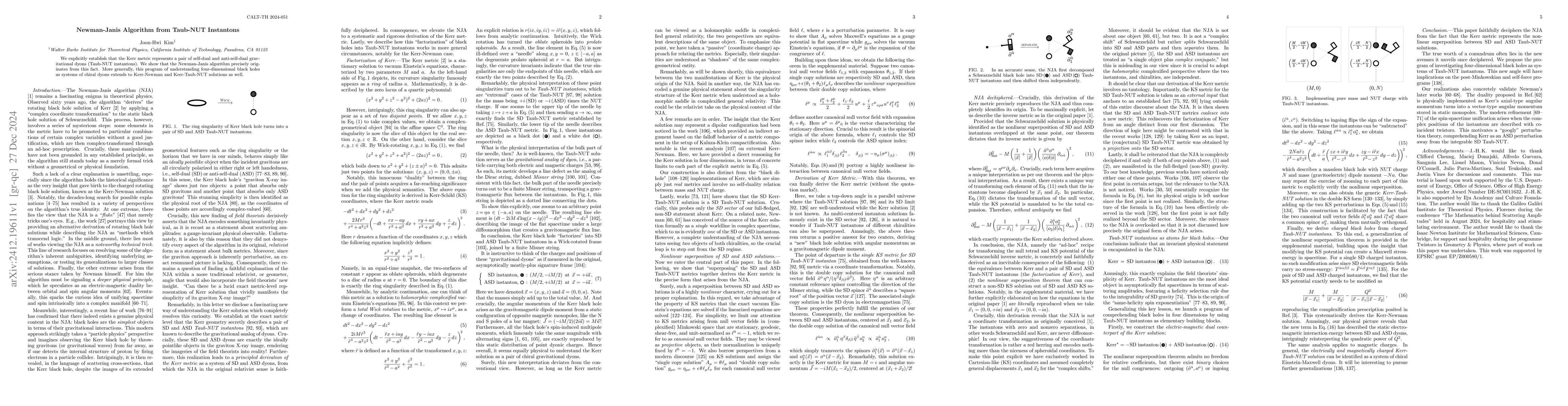 Thumbnail for Newman-Janis Algorithm from Taub-NUT Instantons