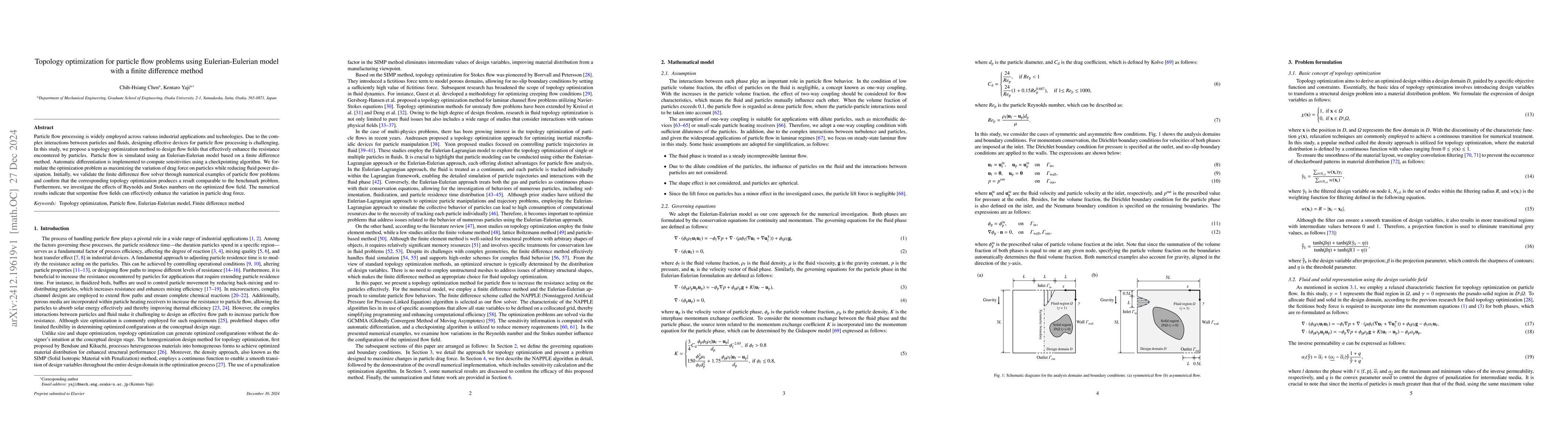 Thumbnail for Topology optimization for particle flow problems using Eulerian-Eulerian
  model with a finite difference method