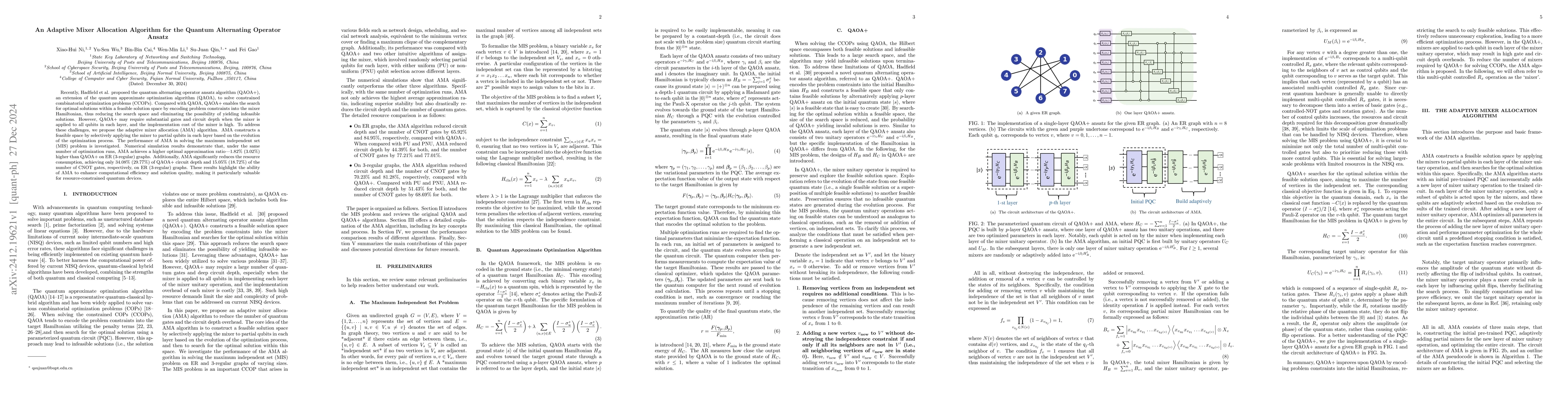 Thumbnail for An Adaptive Mixer Allocation Algorithm for the Quantum Alternating
  Operator Ansatz