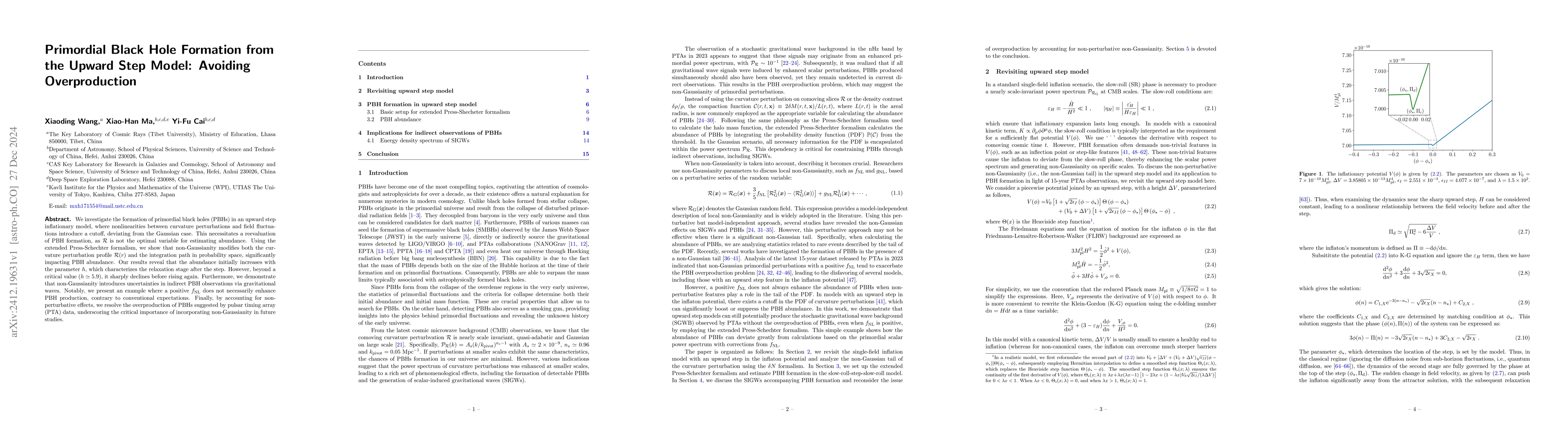 Thumbnail for Primordial Black Hole Formation from the Upward Step Model: Avoiding
  Overproduction