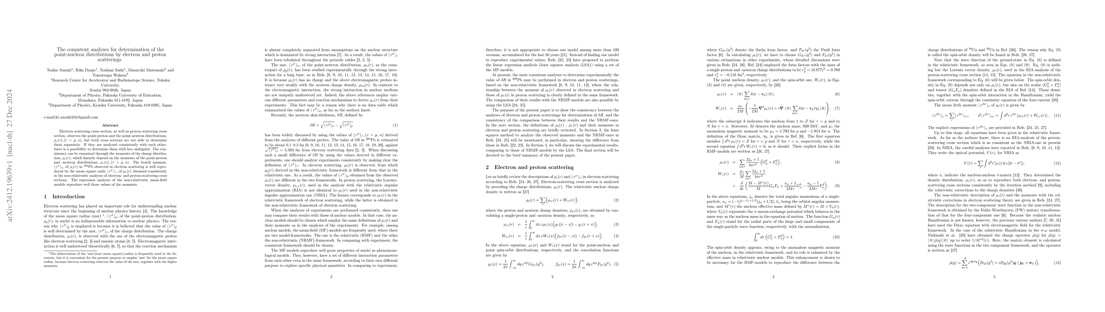 Thumbnail for The consistent analyses for determination of the point-nucleon
  distributions by electron and proton scatterings