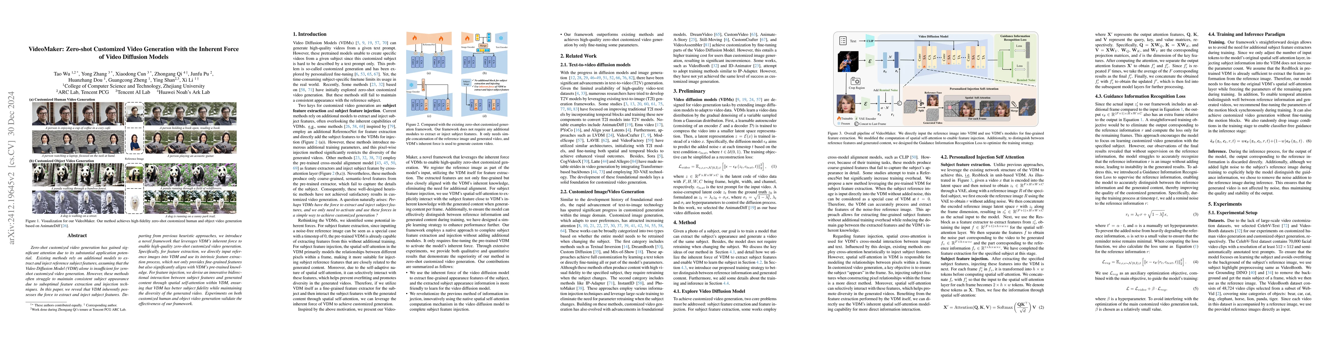Thumbnail for VideoMaker: Zero-shot Customized Video Generation with the Inherent
  Force of Video Diffusion Models