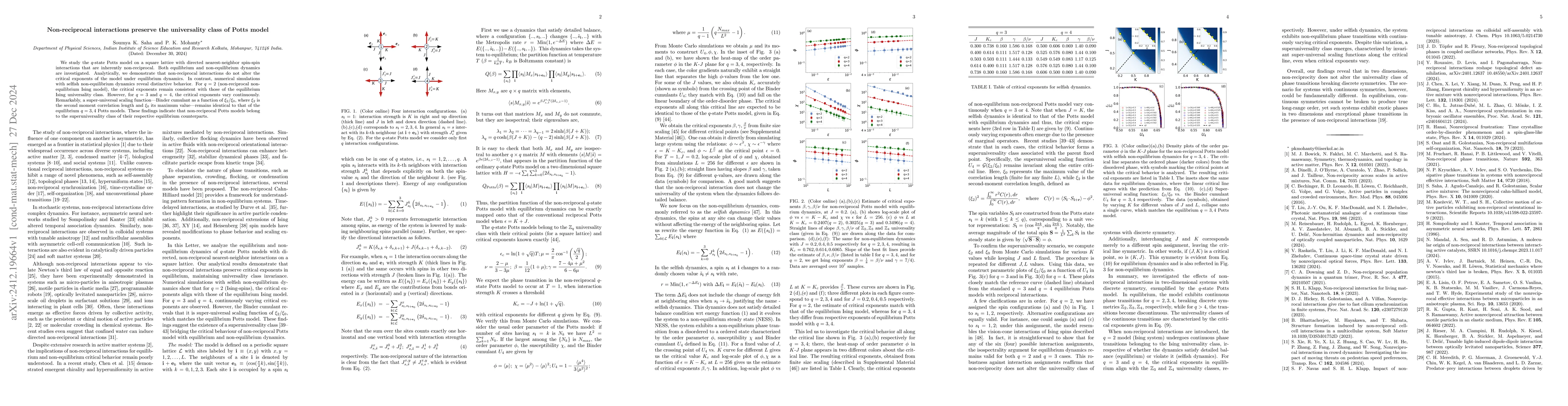 Thumbnail for Non-reciprocal interactions preserve the universality class of Potts
  model