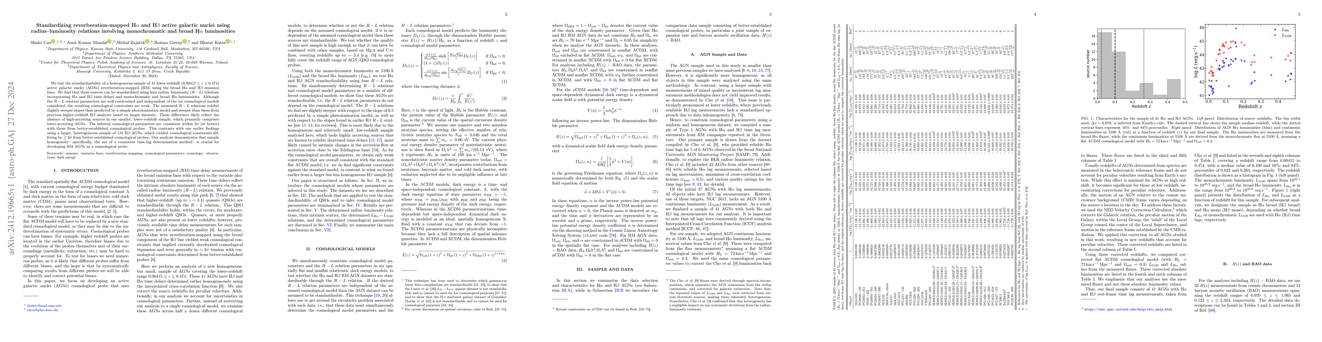 Thumbnail for Standardizing reverberation-mapped H$α$ and H$β$ active
  galactic nuclei using radius--luminosity relations involving monochromatic
  and broad H$α$ luminosities