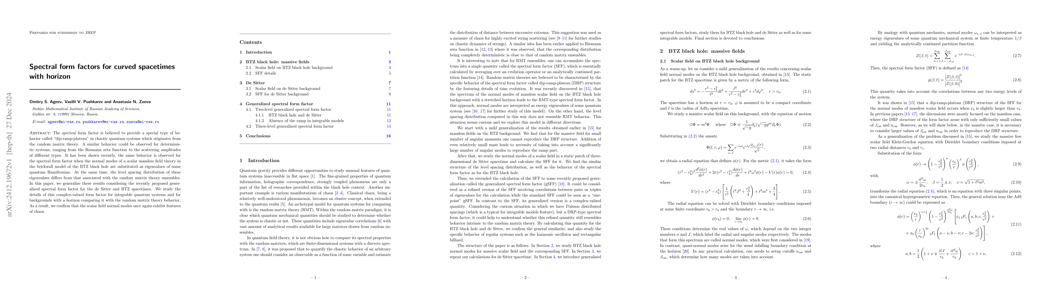 Thumbnail for Spectral form factors for curved spacetimes with horizon