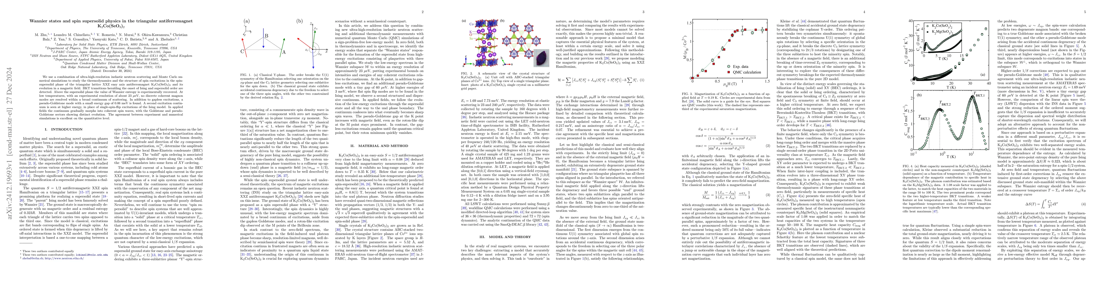 Thumbnail for Wannier states and spin supersolid physics in the triangular
  antiferromagnet K$_2$Co(SeO$_3$)$_2$