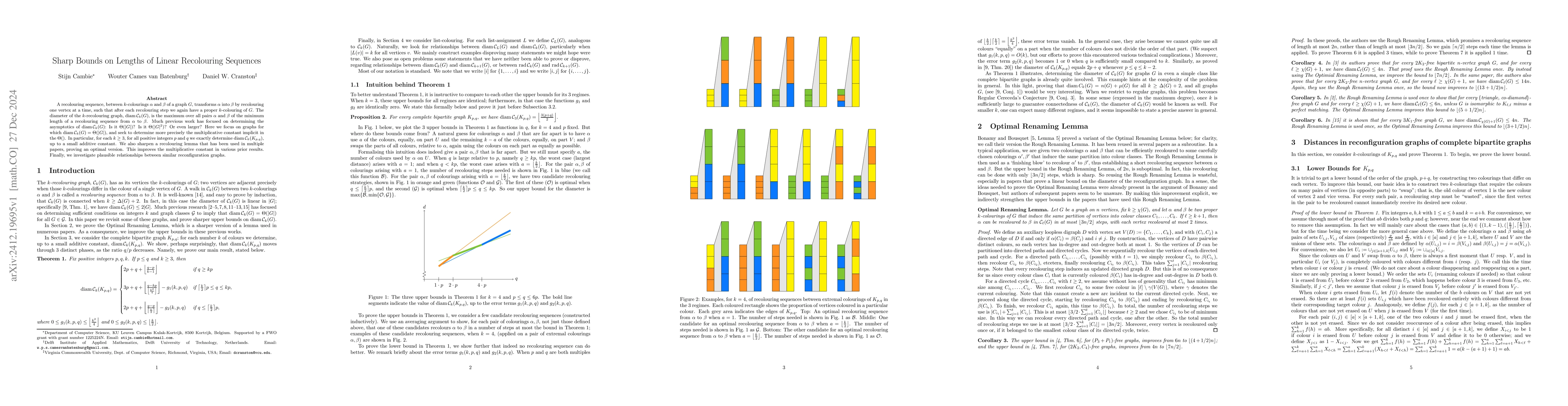 Thumbnail for Sharp Bounds on Lengths of Linear Recolouring Sequences