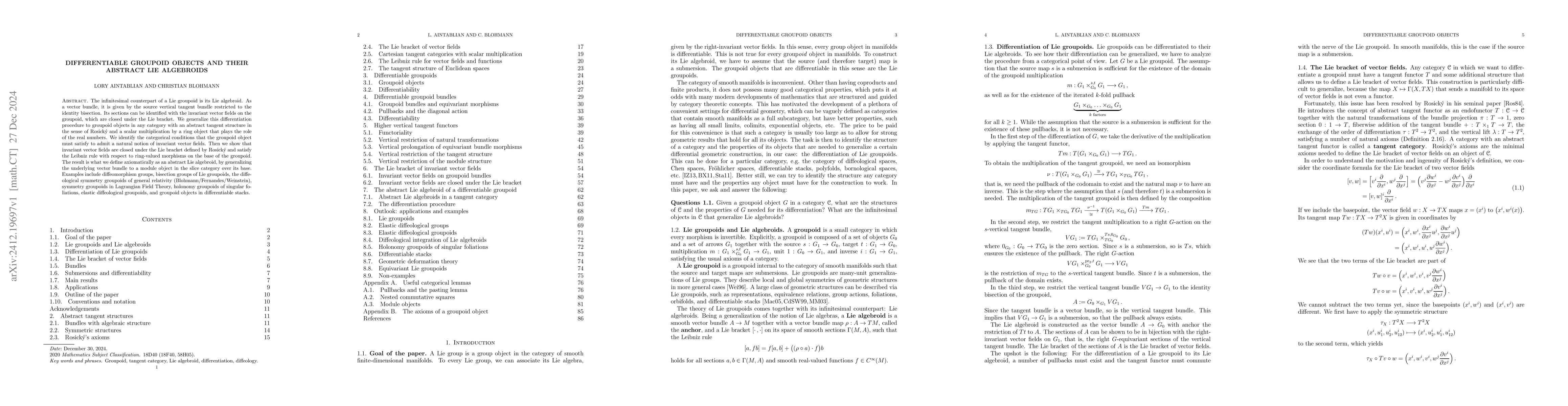 Thumbnail for Differentiable groupoid objects and their abstract Lie algebroids