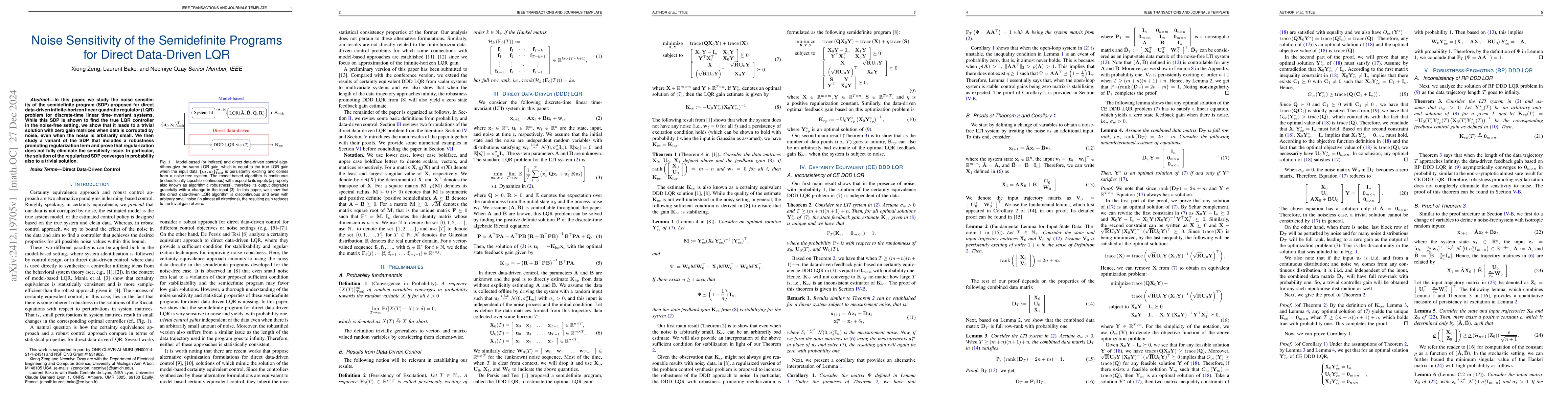 Thumbnail for Noise Sensitivity of the Semidefinite Programs for Direct Data-Driven
  LQR