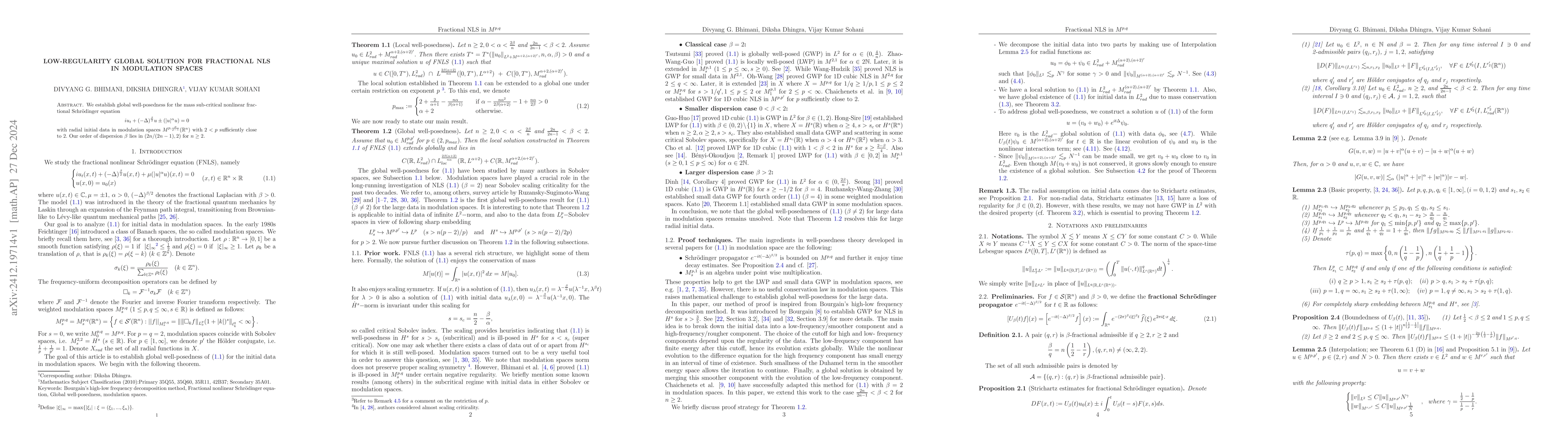 Thumbnail for Low-Regularity Global solution for fractional NLS in modulation spaces