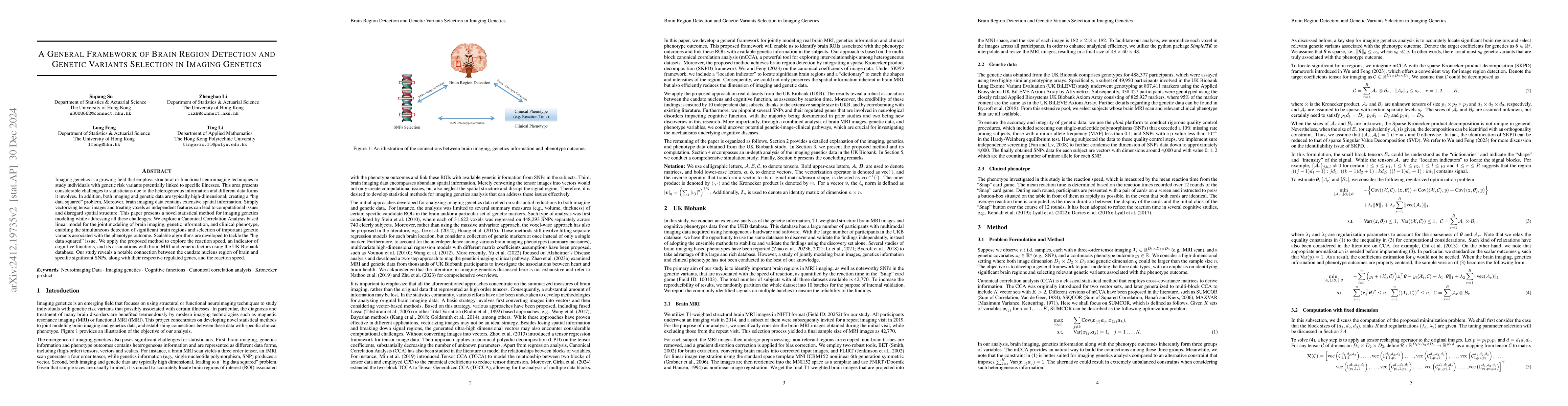 Thumbnail for A General Framework of Brain Region Detection And Genetic Variants
  Selection in Imaging Genetics