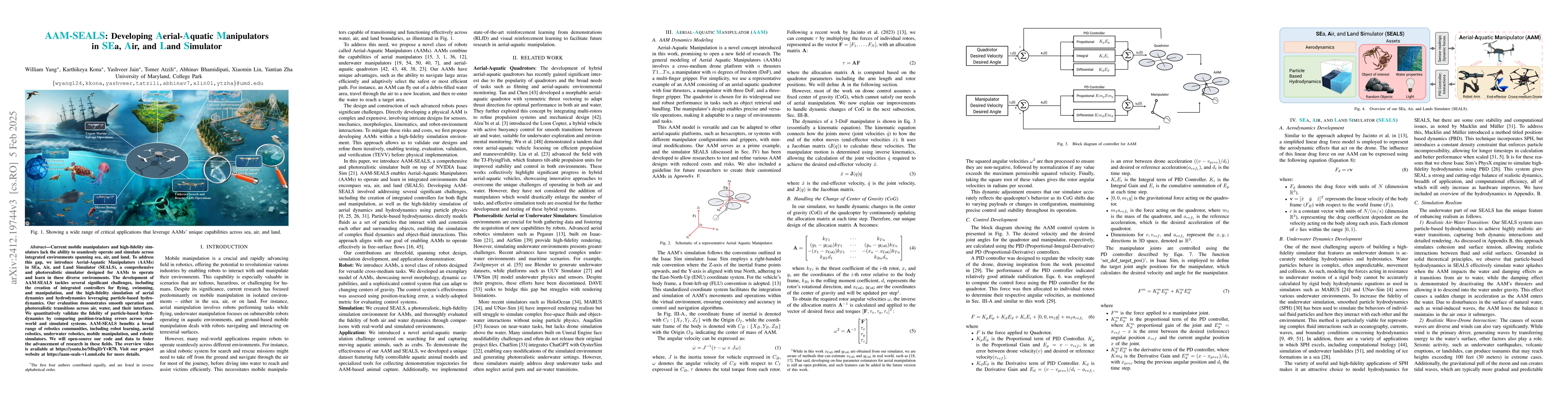 Thumbnail for AAM-SEALS: Developing Aerial-Aquatic Manipulators in SEa, Air, and Land
  Simulator