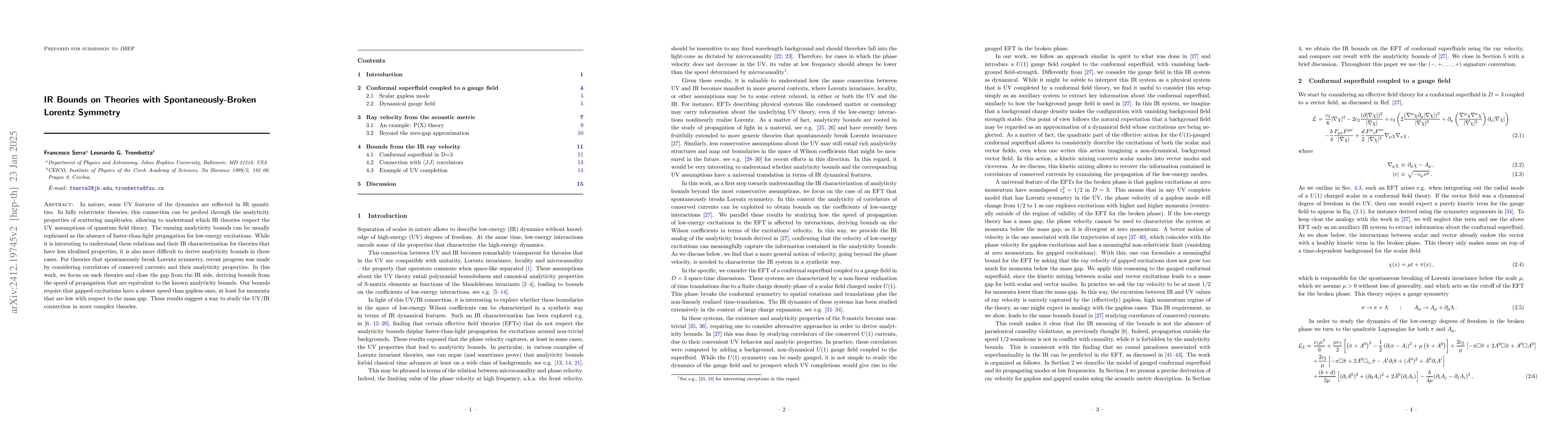 Thumbnail for IR Bounds on Theories with Spontaneously-Broken Lorentz Symmetry