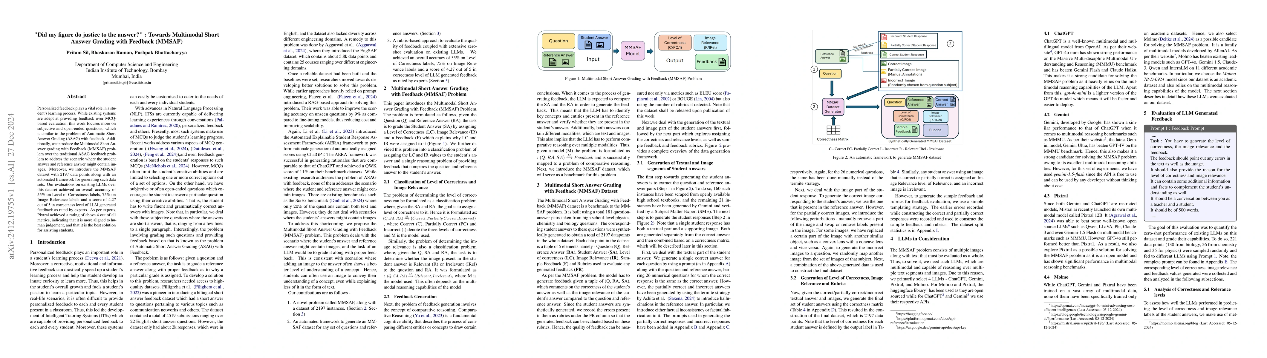 Thumbnail for "Did my figure do justice to the answer?" : Towards Multimodal Short
  Answer Grading with Feedback (MMSAF)